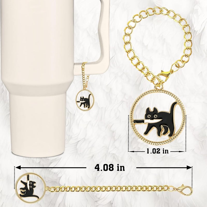 TSIMPLE Black Cat Straw Topper, 10mm (0.4in) Cute Cat Straw Covers for Stanley Cup Accessories - Black Cat Accessories, Stuff, Things, Gifts for Women, Kids, Girls, Boys, Mom on Halloween, Birthday decoration - Image 3